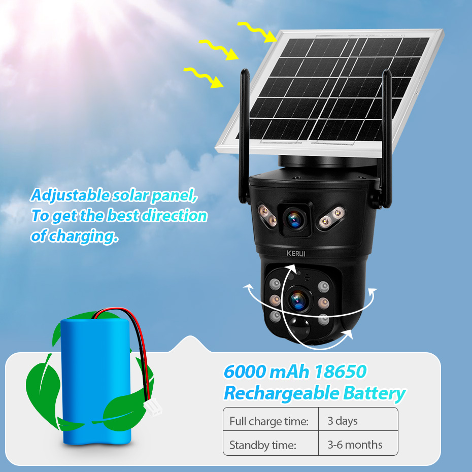 Home Security Alarm System - KERUI 6MP 4G SIM WiFi Solar