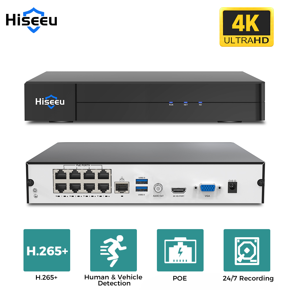 Home Security And Cameras - Hiseeu 8CH 4K PoE NVR Network