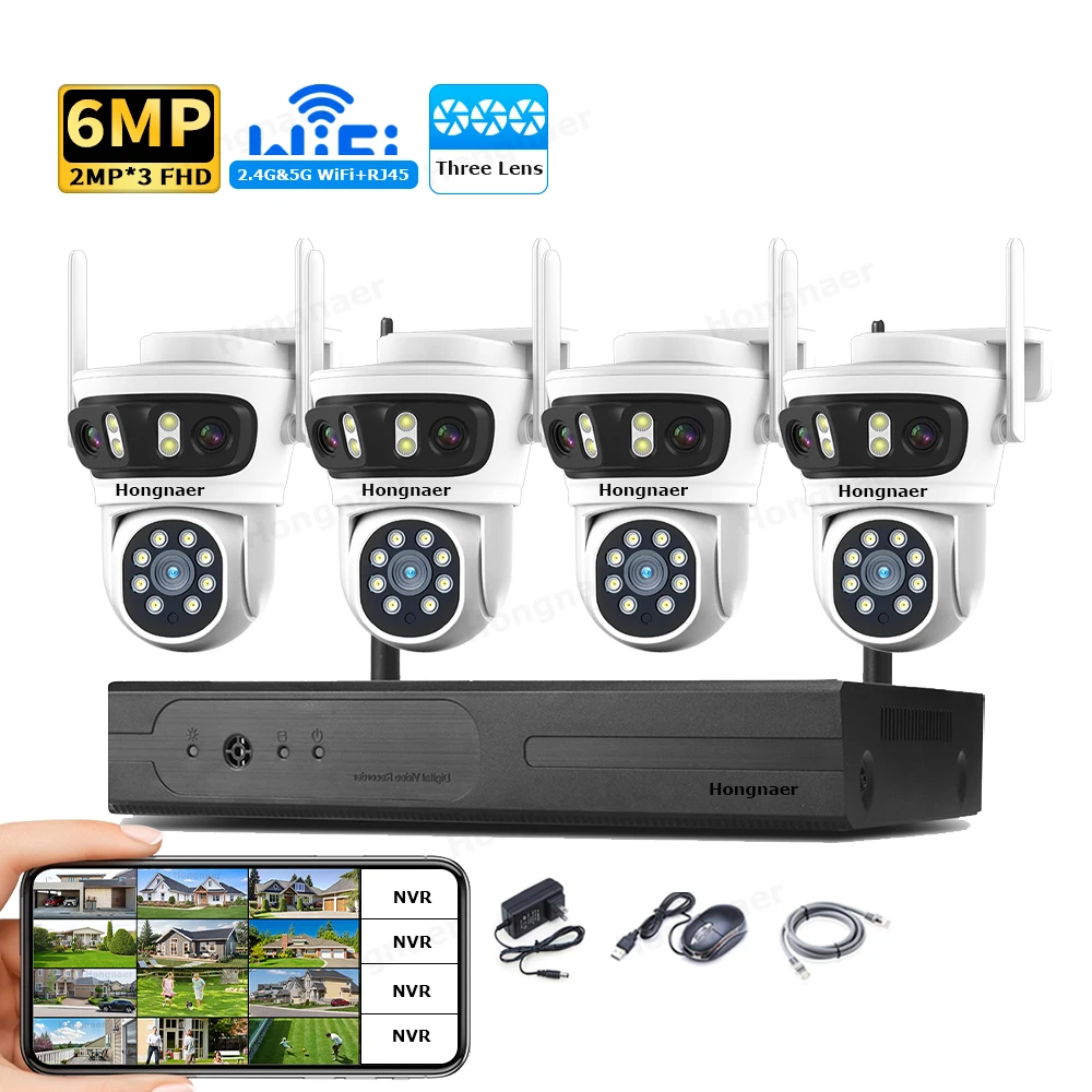 Home Security System - 2026 Hongnaer 6MP 4CH 3 Lens