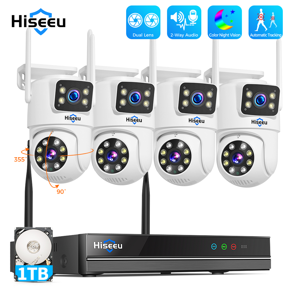 Home Security Wifi Camera - Hiseeu 6MP WiFi Dual Lens Camera