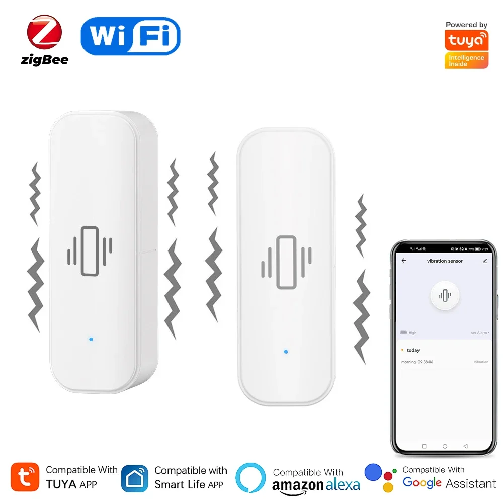 Home Security And Monitoring - Tuya WiFi/Zigbee Smart Vibration Sensor Home