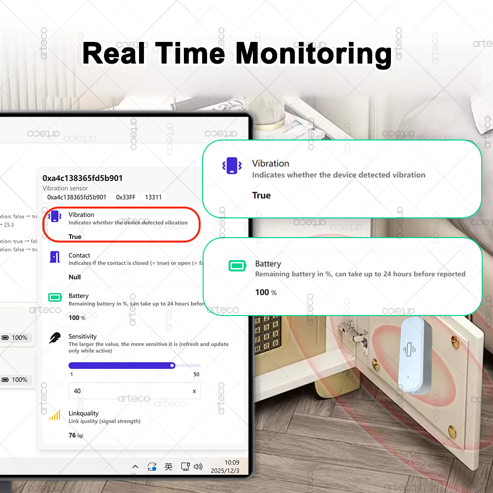 ZigBee Smart Vibration Sensor  - đánh giá và giá Home Security And Monitoring