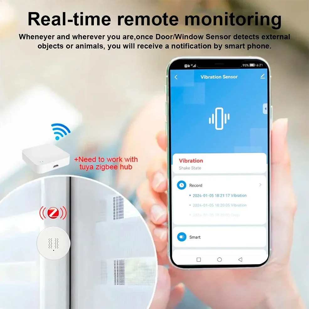 Tuya ZigBee Smart Vibration &  - đánh giá và giá Home Security Alarm System